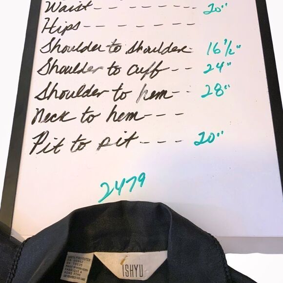 VINTAGE ISHYU black button front blouse size S - Picture 11 of 11